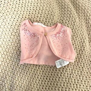 Barely worn open pink cardigan with sequins and long sleeves
